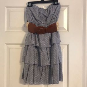 Strapless belted sun dress
